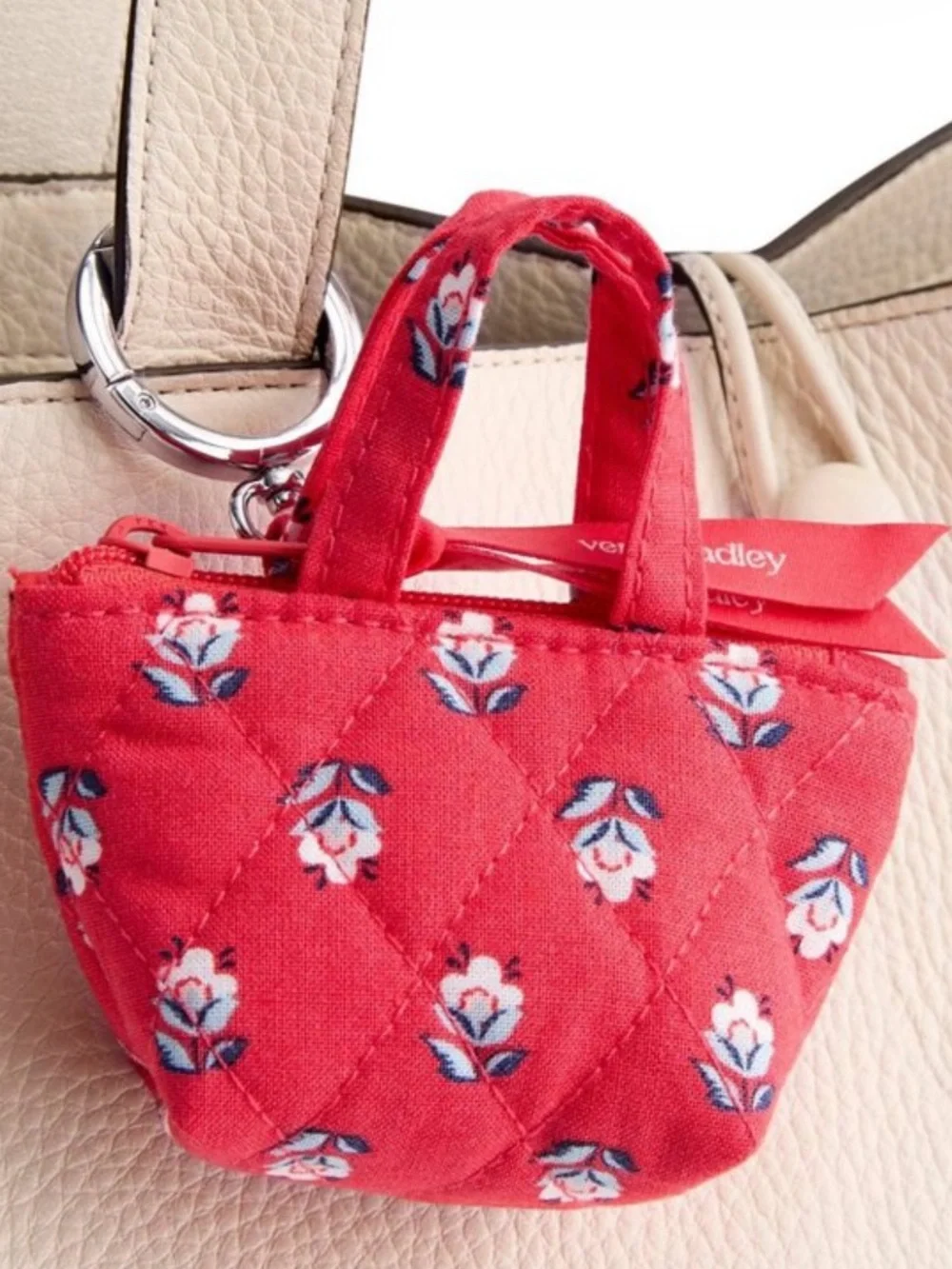 Vera Bradley x Target Red Mini Quilted Tote Keyring